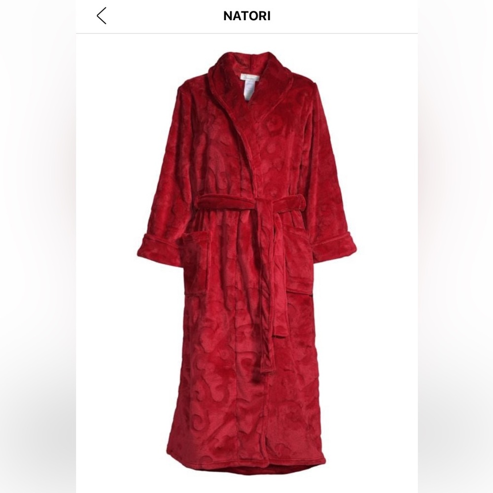 Natori Plush Bath Robe Red - image 3